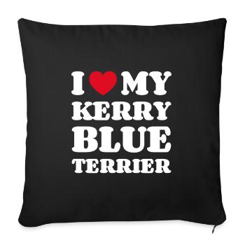 J’aime mon propriétaire de chien Kerry Blue Terrier - Housse de coussin décorative 45 x 45 cm - noir - Devant