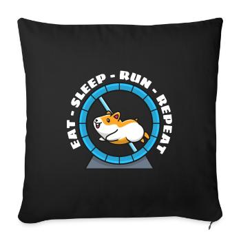 Hamster manger dormir courir répéter - Housse de coussin décorative 45 x 45 cm - noir - Devant