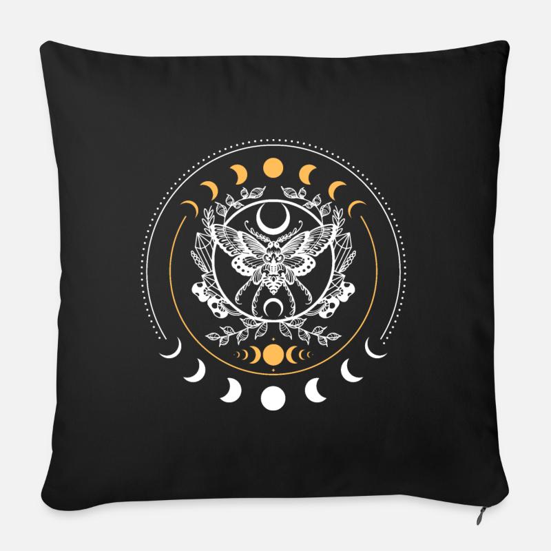 Himmlische Motten-Mandala - Sofakissenbezug 45 x 45 cm - Schwarz