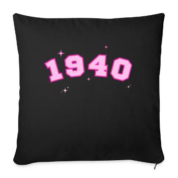 1940's Pink Star - Sofa pillowcase 17,3'' x 17,3'' (45 x 45 cm) - black - Front