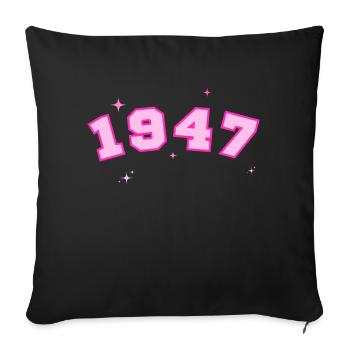 1947 rose étoile - Housse de coussin décorative 45 x 45 cm - noir - Devant