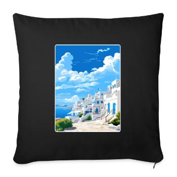Mykonos Grèce Affiche de voyage Peinture Souvenir WPA - Housse de coussin décorative 45 x 45 cm - noir - Devant