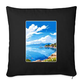 Île de Meganisi Grèce Affiche de voyage Souvenir WPA - Housse de coussin décorative 45 x 45 cm - noir - Devant