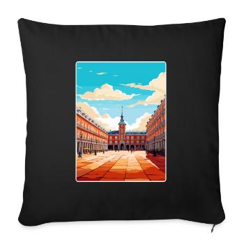 Madrid Espagne Affiche de voyage Souvenir Carte Postale Peinture - Housse de coussin décorative 45 x 45 cm - noir - Devant