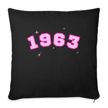 1963 rose étoile - Housse de coussin décorative 45 x 45 cm - noir - Devant
