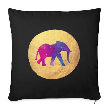 Yoga Yogi Holi Inde Cercle d’Or Eléphant méditer - Housse de coussin décorative 45 x 45 cm - noir - Devant