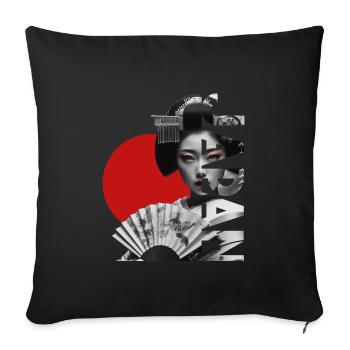 Japon - Housse de coussin décorative 45 x 45 cm - noir - Devant