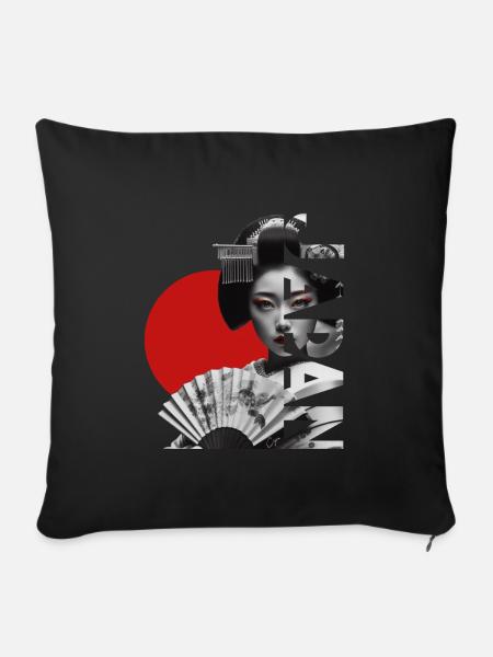 Japan - Sofakissenbezug 45 x 45 cm - Schwarz