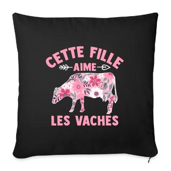 Cette Fille Aime Les Vaches - Housse de coussin décorative 45 x 45 cm - noir - Devant