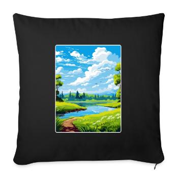 Donau Auen Allemagne Affiche de voyage Peinture Souvenir WP - Housse de coussin décorative 45 x 45 cm - noir - Devant
