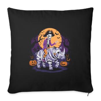 Skeleton riding a rhinoceros on Halloween - Sofa pillowcase 17,3'' x 17,3'' (45 x 45 cm) - black - Front