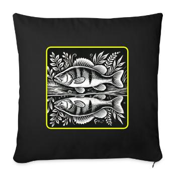 Perch Angler Silhouette Design - Sofa pillowcase 17,3'' x 17,3'' (45 x 45 cm) - black - Front