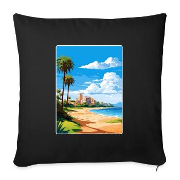 Costa Dorada Espagne Affiche de voyage Peinture Souvenir WP - Housse de coussin décorative 45 x 45 cm - noir - Devant