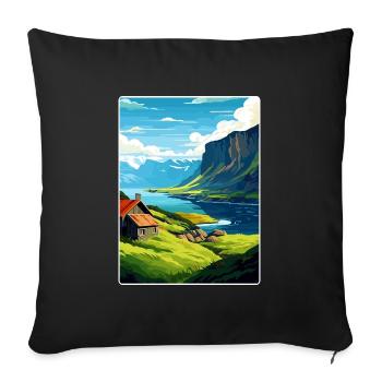 The Fjords Norway Norwegian Mountains Scandinavian - Sofa pillowcase 17,3'' x 17,3'' (45 x 45 cm) - black - Front
