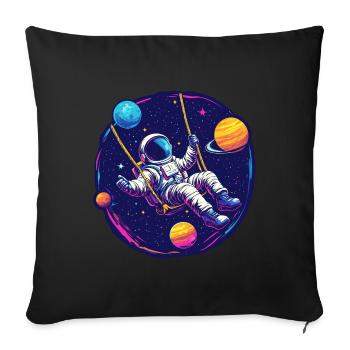 Astronaut with swing in space - Sofa pillowcase 17,3'' x 17,3'' (45 x 45 cm) - black - Front