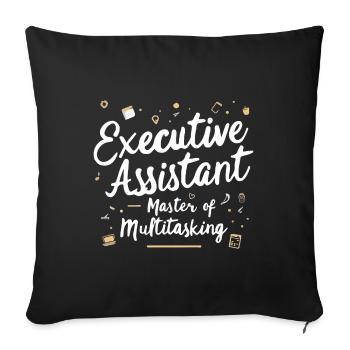 Assistante du Directeur Général Expert Multitâche - Housse de coussin décorative 45 x 45 cm - noir - Devant