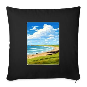Constantine Bay Cornwall England Travel Poster WPA - Sofa pillowcase 17,3'' x 17,3'' (45 x 45 cm) - black - Front
