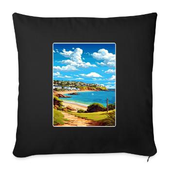 Carbis Bay Cornwall England Travel Poster Souvenir - Sofa pillowcase 17,3'' x 17,3'' (45 x 45 cm) - black - Front