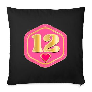Number Twelve - 12th Birthday - Sofa pillowcase 17,3'' x 17,3'' (45 x 45 cm) - black - Front