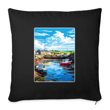 Bude Cornwall England Travel Poster Souvenir WPA - Sofa pillowcase 17,3'' x 17,3'' (45 x 45 cm) - black - Front