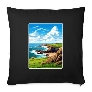 Lands End Cornwall England Travel Poster Souvenir - Sofa pillowcase 17,3'' x 17,3'' (45 x 45 cm) - black - Front