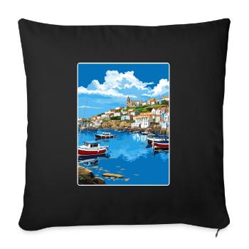Mevagissey Angleterre Affiche de voyage Peinture Souvenir WP - Housse de coussin décorative 45 x 45 cm - noir - Devant