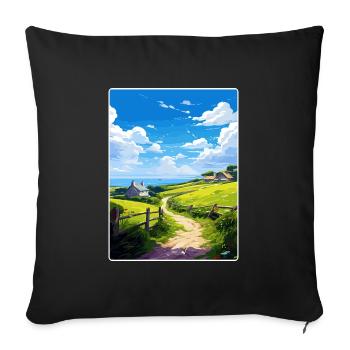 Lamorna Cornwall England Travel Poster Souvenir - Sofa pillowcase 17,3'' x 17,3'' (45 x 45 cm) - black - Front