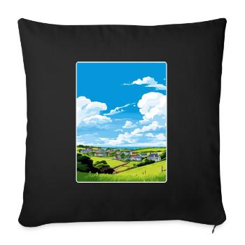 Crantock Cornwall England Travel Poster Souvenir - Sofa pillowcase 17,3'' x 17,3'' (45 x 45 cm) - black - Front