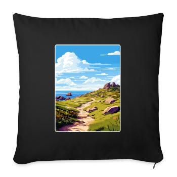 Lands End Cornwall England Travel Poster Souvenir - Sofa pillowcase 17,3'' x 17,3'' (45 x 45 cm) - black - Front