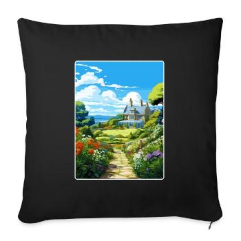 Glendurgan Gardens England Travel Poster Souvenir - Sofa pillowcase 17,3'' x 17,3'' (45 x 45 cm) - black - Front