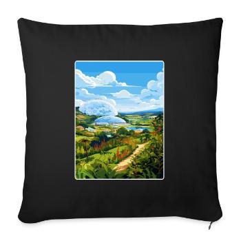 Eden Project England Travel Poster Souvenir WPA - Sofa pillowcase 17,3'' x 17,3'' (45 x 45 cm) - black - Front