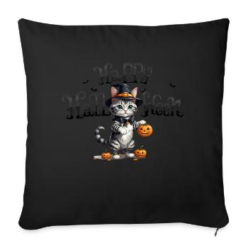 Niedliche hexenhafte Katze Halloween Cute Witchy - Sofakissenbezug 45 x 45 cm - Schwarz - Vorne