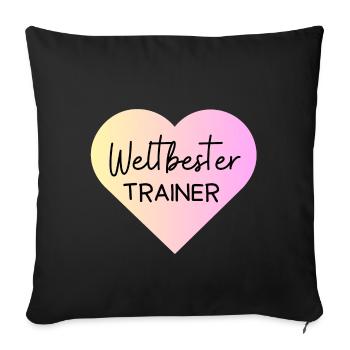 Weltbester Trainer! Herz, personalisierbar - Sofakissenbezug 45 x 45 cm - Schwarz - Vorne