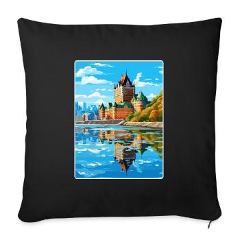 Québec Canada Affiche de voyage Peinture Souvenir WP - Housse de coussin décorative 45 x 45 cm - noir - Devant