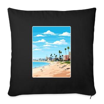 Manhattan Beach Kalifornien Reiseposter Souvenir - Sofakissenbezug 45 x 45 cm - Schwarz - Vorne