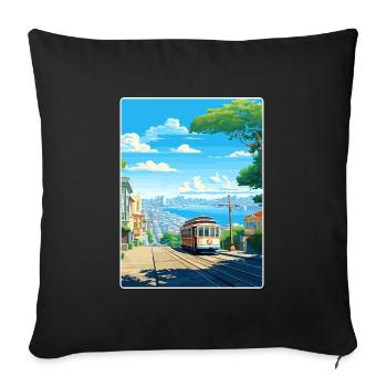 San Francisco Golden Gate California Travel Poster - Sofa pillowcase 17,3'' x 17,3'' (45 x 45 cm) - black - Front
