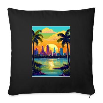 Miami Florida Travel Poster Souvenir Painting WPA - Sofa pillowcase 17,3'' x 17,3'' (45 x 45 cm) - black - Front