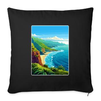 Na Pali Coast Hawaii Voyage Poster Souvenir WPA - Housse de coussin décorative 45 x 45 cm - noir - Devant