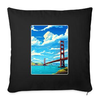 San Francisco Golden Gate California Travel Poster - Sofa pillowcase 17,3'' x 17,3'' (45 x 45 cm) - black - Front