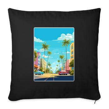 Miami Florida Travel Poster Souvenir Painting WPA - Sofa pillowcase 17,3'' x 17,3'' (45 x 45 cm) - black - Front