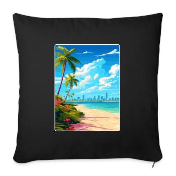 Miami Florida Travel Poster Souvenir Painting WPA - Sofa pillowcase 17,3'' x 17,3'' (45 x 45 cm) - black - Front