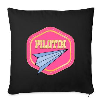 LUFTFAHRT PILOTIN - PAPIERFLIEGER - Sofakissenbezug 45 x 45 cm - Schwarz - Vorne