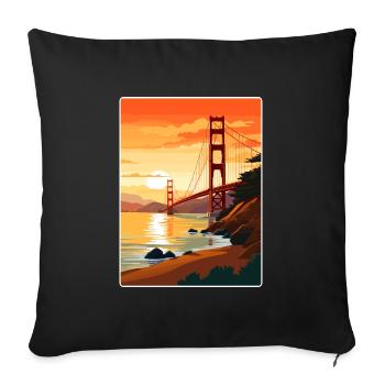San Francisco Golden Gate California Travel Poster - Sofa pillowcase 17,3'' x 17,3'' (45 x 45 cm) - black - Front