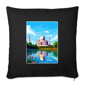 Taj Mahal Agro India Affiche de voyage Souvenir WPA - Housse de coussin décorative 45 x 45 cm - noir - Devant