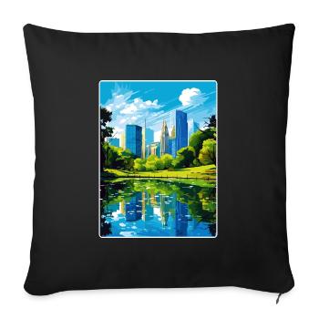 New York State Travel Poster Souvenir Painting WPA - Sofa pillowcase 17,3'' x 17,3'' (45 x 45 cm) - black - Front