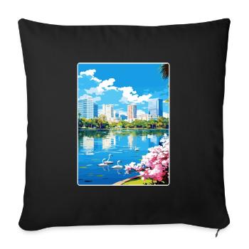 Orlando Beach Florida City Travel Poster Souvenir - Sofa pillowcase 17,3'' x 17,3'' (45 x 45 cm) - black - Front