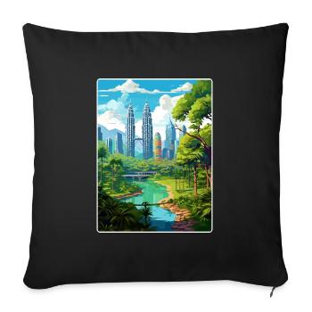 Kuala Lumpur Malaysia Reiseposter Souvenir WPA - Sofakissenbezug 45 x 45 cm - Schwarz - Vorne