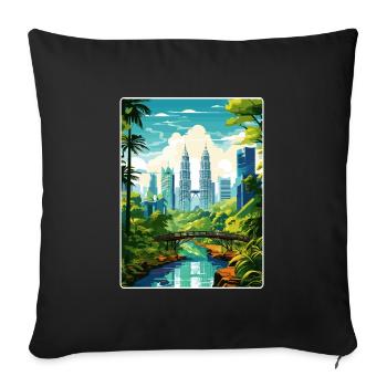 Kuala Lumpur Malaysia Reiseposter Souvenir WPA - Sofakissenbezug 45 x 45 cm - Schwarz - Vorne