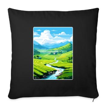 Vietnam Travel Poster Souvenir Postcard Painting - Sofa pillowcase 17,3'' x 17,3'' (45 x 45 cm) - black - Front