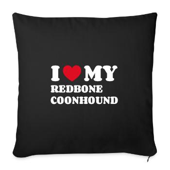 J’adore mon Redbone Coonhound - Housse de coussin décorative 45 x 45 cm - noir - Devant